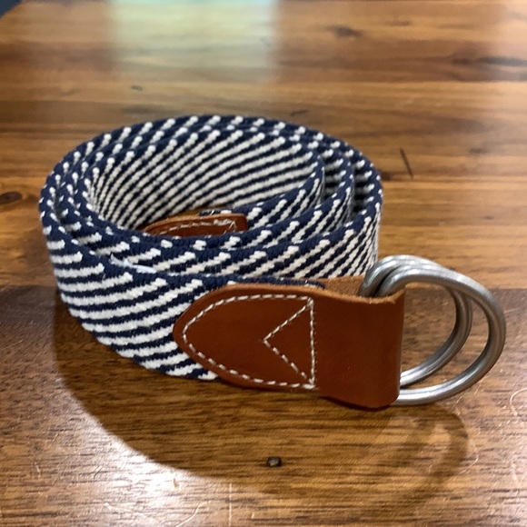 J Crew NWOT 100% Cotton Navy & White Belt Sz S